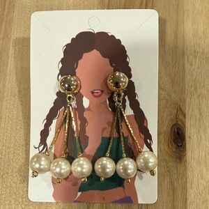 Vintage Gold and Faux Pearl Drop Earrings